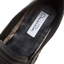 Pre Owned Oscar de la Renta Metallic Black Canvas Vivienne Espadrilles Size 41
