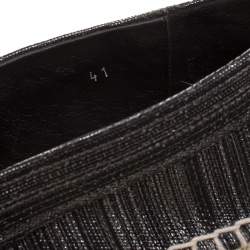 Pre Owned Oscar de la Renta Metallic Black Canvas Vivienne Espadrilles Size 41