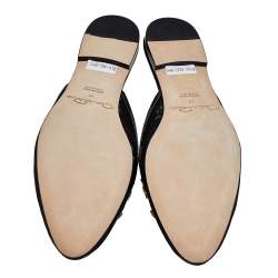 مملوكة مسبقًا Oscar de la Renta Black/Gold Mesh Embellished Mules Size 41