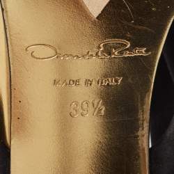 Pre Owned Oscar de la Renta Black Satin Glenn Slide Sandals Size 39.5