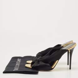 Pre Owned Oscar de la Renta Black Satin Glenn Slide Sandals Size 39.5