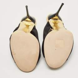 Pre Owned Oscar de la Renta Black Satin Glenn Slide Sandals Size 39.5