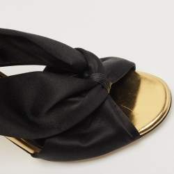 Pre Owned Oscar de la Renta Black Satin Glenn Slide Sandals Size 39.5