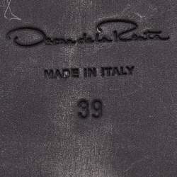 Pre Owned Oscar de la Renta Black Satin Embellished Flat Mules Size 39