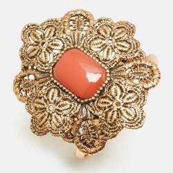 Pre Owned Oscar de la Renta Resin Gold Tone Bracelet