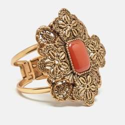 Pre Owned Oscar de la Renta Resin Gold Tone Bracelet