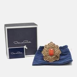 Pre Owned Oscar de la Renta Resin Gold Tone Bracelet