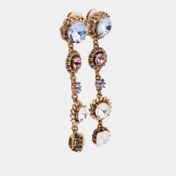 مملوكة مسبقًا Oscar de la Renta Gold Tone Multicolor Crystal Drop Earrings