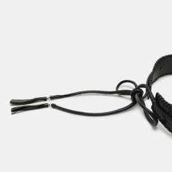 Pre Owned Oscar de la Renta Black Leather Whipstitch Detail Wrap Around Waist Belt 86CM