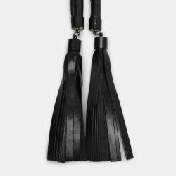 Pre Owned Oscar de la Renta Black Leather Whipstitch Detail Wrap Around Waist Belt 86CM