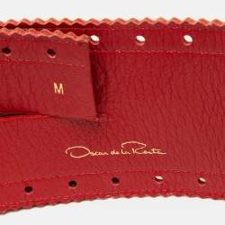 Oscar de la Renta Red Perforated Leather Waist Belt M