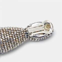 Oscar de la Renta Beads Silver Tone Metal Earrings