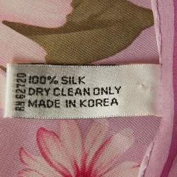 Pre Owned Oscar de la Renta Purple Floral Print Silk Scarf 