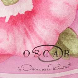 Pre Owned Oscar de la Renta Purple Floral Print Silk Scarf 