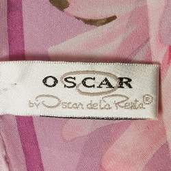 Pre Owned Oscar de la Renta Purple Floral Print Silk Scarf 