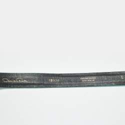 Pre Owned Oscar de la Renta Green Fabric Crystal Embellished Bow Waist Belt S