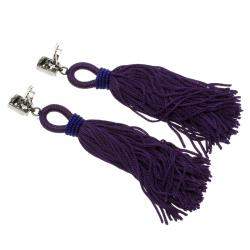 Oscar de la Renta Purple Crystal Long Tassel Clip-on Earrings
