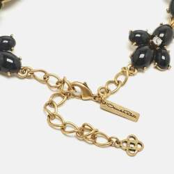 Pre Owned Oscar de la Renta Resin Crystals Gold Tone Necklace