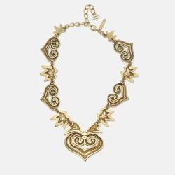 Pre Owned Oscar de la Renta Antique Gold Tone Necklace