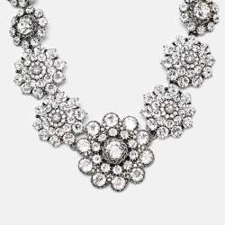 Pre Owned Oscar de la Renta Crystals Silver Tone Necklace