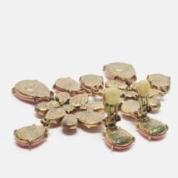 Pre Owned Oscar de la Renta Resin Gold Tone Earrings