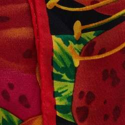 Pre Owned Oscar de la Renta Red Floral Print Silk Stole