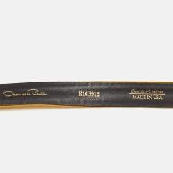 Pre Owned حزام أوسكار دي لا رينتا ساتان أصفر بإبزيم كريستال وسط