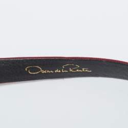 Pre Owned حزام أوسكار دي لا رنتا ساتان خمري مرصع بالكريستال ضيق متوسط