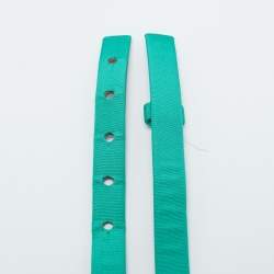 Pre Owned Oscar de la Renta Green Satin Crystal Embellished Slim Belt M