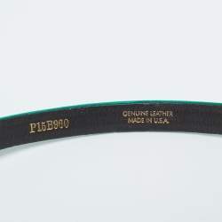 Pre Owned Oscar de la Renta Green Satin Crystal Embellished Slim Belt M