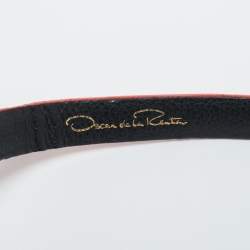 Pre Owned Oscar de la Renta Coral Orange Satin Crystal Embellished Slim Belt M