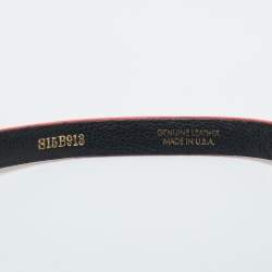 Pre Owned Oscar de la Renta Coral Orange Satin Crystal Embellished Slim Belt M