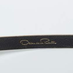 Pre Owned Oscar de la Renta Silver Patent Leather Crystal Embellished Belt M