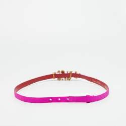 Pre Owned Oscar de la Renta Pink Satin Crystal Embellished Belt L