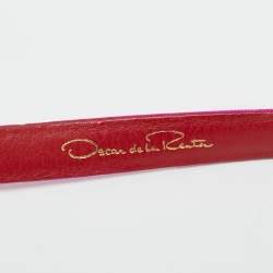 Pre Owned Oscar de la Renta Pink Satin Crystal Embellished Belt L