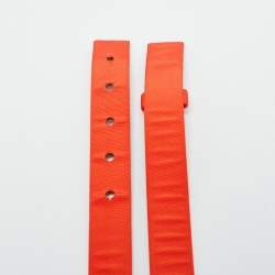 Pre Owned Oscar de la Renta Orange Satin Crystal Embellished Round Waist Belt M