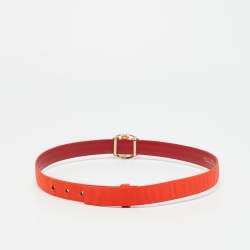 Pre Owned Oscar de la Renta Orange Satin Crystal Embellished Round Waist Belt M