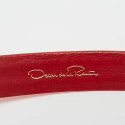 Pre Owned Oscar de la Renta Orange Satin Crystal Embellished Round Waist Belt M