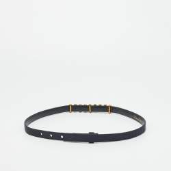 Pre Owned Oscar de la Renta Navy Blue Satin Crystal Embellished Waist Belt M