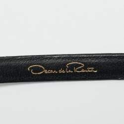 Pre Owned Oscar de la Renta Navy Blue Satin Crystal Embellished Waist Belt M