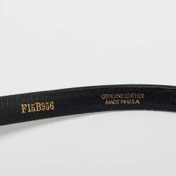 Pre Owned Oscar de la Renta Dark Blue Satin Crystal Embellished Bow Slim Belt L