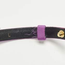 Pre Owned Oscar de la Renta Purple Satin Crystals Embellished Slim Waist Belt L