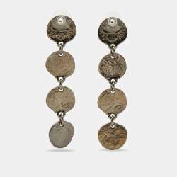 Pre Owned Oscar de la Renta Gunmetal Tone Drop Earrings