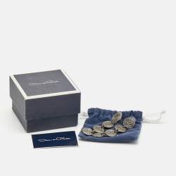 Pre Owned Oscar de la Renta Gunmetal Tone Drop Earrings