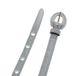 مملوكة مسبقًا Oscar de la Renta Grey Fabric and Leather Belt One Size