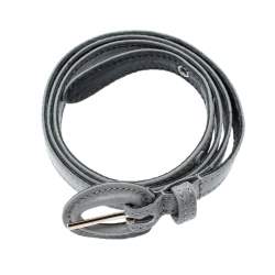 مملوكة مسبقًا Oscar de la Renta Grey Fabric and Leather Belt One Size