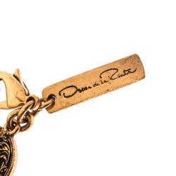 Pre Owned Oscar de la Renta Multi Motif Gold Tone Statement Necklace