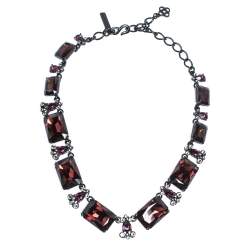 Pre Owned Oscar de la Renta Crystal Studded Ring Earrings & Necklace Set