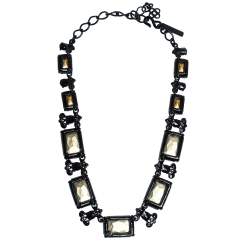 Pre Owned Oscar de la Renta Crystal Studded Ring Earrings & Necklace Set