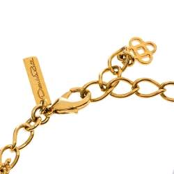 Pre Owned Oscar de la Renta Faux Pearl Gold Tone Necklace 